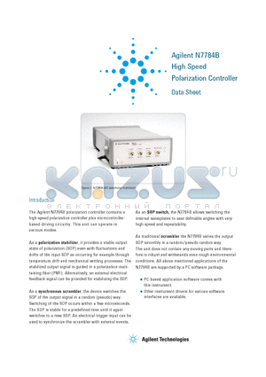 N7784B datasheet - High Speed Polarization Controller