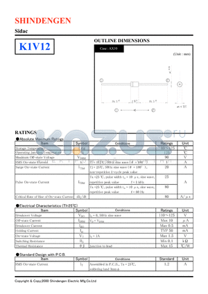 K1V12 datasheet - Sidac