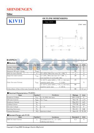 K1V11 datasheet - Sidac
