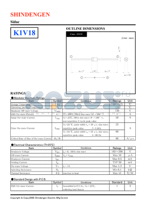 K1V18 datasheet - Sidac