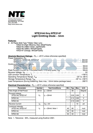 NTE3146 datasheet - Light Emitting Diode − 5mm