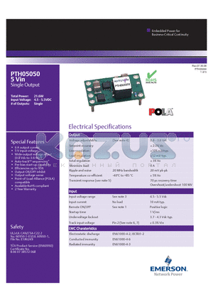 PTH05050WADT datasheet - DC-DC CONVERTERS