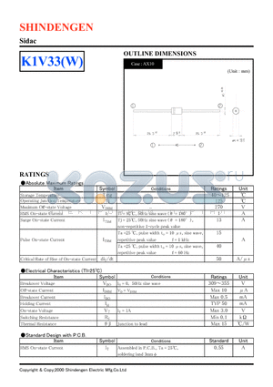 K1V33 datasheet - Sidac