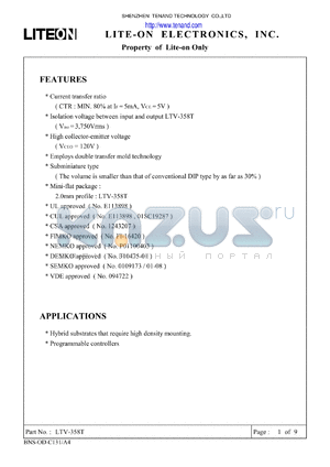 LTV-358 datasheet - Property of Lite-on Only