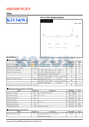 K1V34 datasheet - Sidac