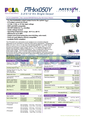 PTH05050YAD datasheet - DC-DC CONVERTERS