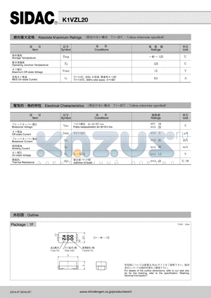 K1VZL20 datasheet - SIDAC