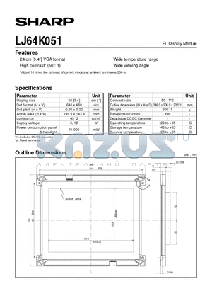 LJ64K051 datasheet - EL Display Module