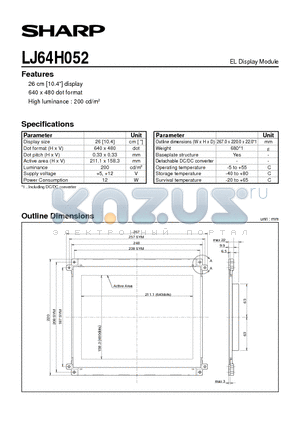 LJ64H052 datasheet - EL Display Module