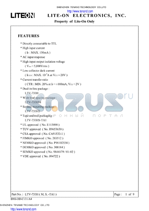 LTV-733H datasheet - Property of Lite-On Only