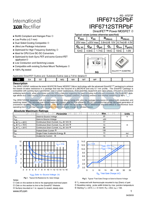 IRF6712SPBF datasheet - DirectFET Power MOSFET