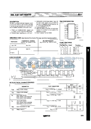 N8277 datasheet - DUAL 8-BIT SHIFT REGISTER