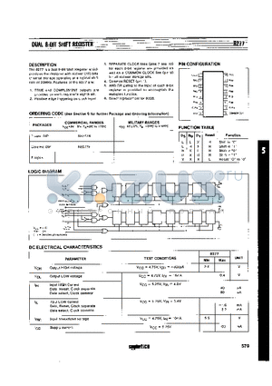 N8277N datasheet - DUAL 8-BIT SHIFT REGISTER