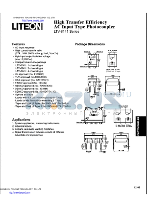 LTV-8241 datasheet - High Transfer Efficiency AC Iuput Type Photocoupler