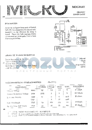 MOGB64T datasheet - ORANGE/GREEN LAMP