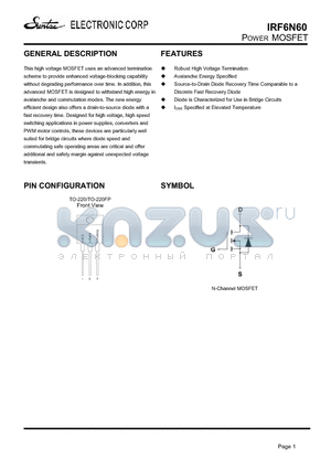 IRF6N60FP datasheet - POWER MOSFET