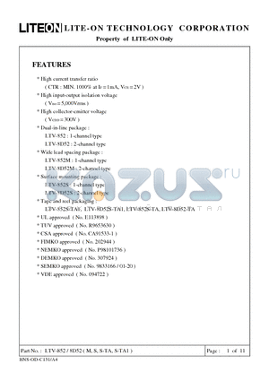 LTV-852S-TA1 datasheet - Property of Lite-On Only