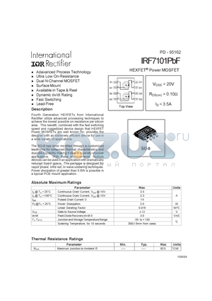 IRF7101PBF datasheet - HEXFET^ Power MOSFET