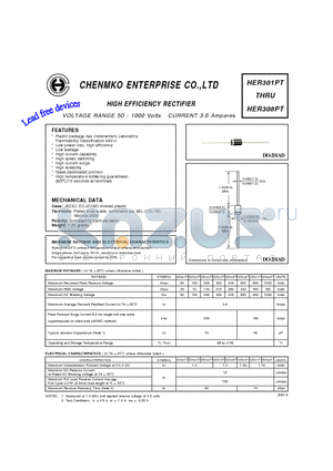 HER301PT datasheet - HIGH EFFICIENCY RECTIFIER