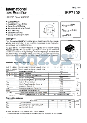 IRF710S datasheet - HEXFET Power MOSFET