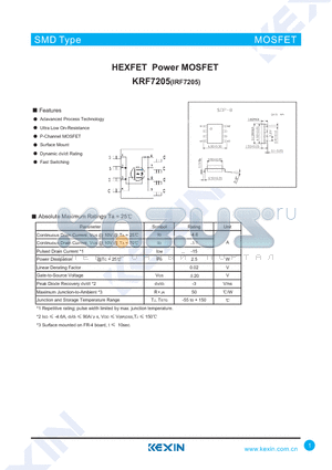 IRF7205 datasheet - HEXFET Power MOSFET