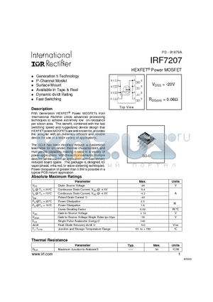 IRF7207 datasheet - HEXFET Power MOSFET