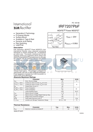 IRF7207PBF datasheet - HEXFET^ Power MOSFET