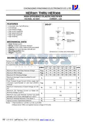 HER302 datasheet - HIGH EFFICIENCY PLASTIC RECTIFIER