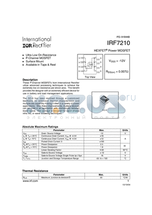 IRF7210 datasheet - HEXFET Power MOSFET