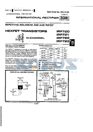 IRF721 datasheet - TRANSISTORS N-CHANNEL