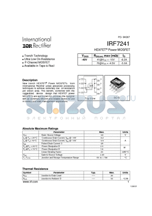 IRF7241 datasheet - HEXFET Power MOSFET