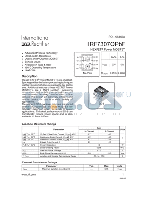 IRF7307QPBF_10 datasheet - HEXFETPOWERMOSFET