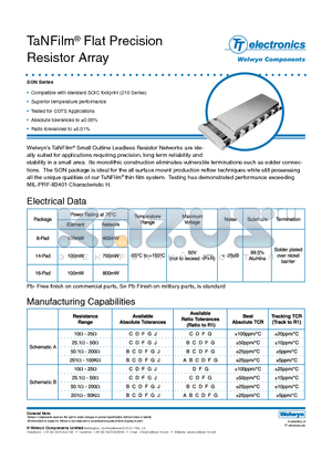 N989-01-10K-FQ datasheet - TaNFilm^ Flat Precision Resistor Array