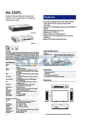 NA-320FL datasheet - Supports fanless and noiseless operation