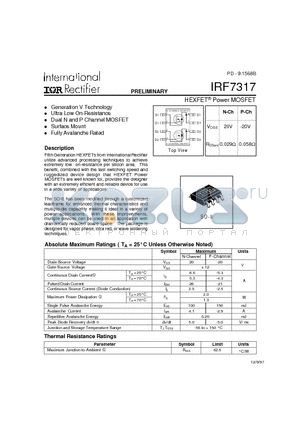 IRF7317 datasheet - HEXFET Power MOSFET
