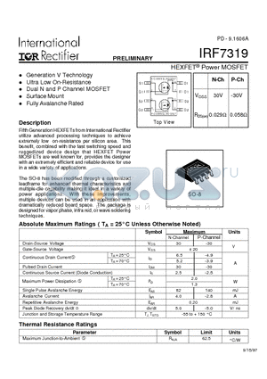 IRF7319 datasheet - HEXFET Power MOSFET