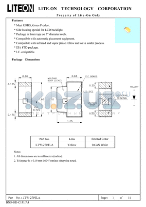 LTW-270TLA datasheet - Property of Lite-On Only