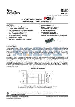 PTH12010YAS datasheet - 15-A NON-ISOLATED DDR/QDR MEMORY BUS TERMINATION MODULES