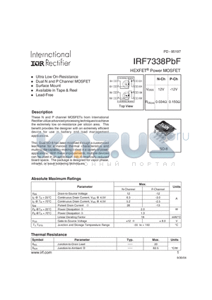 IRF7338PBF datasheet - HEXFET Power MOSFET