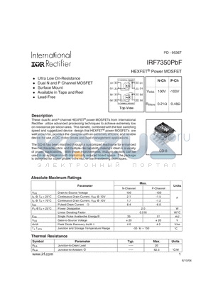 IRF7350PBF datasheet - HEXFET^ Power MOSFET