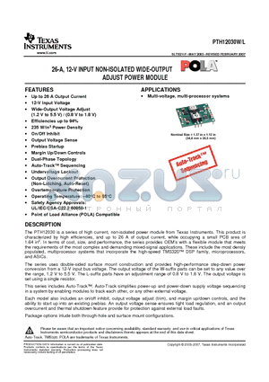 PTH12030L datasheet - 26-A, 12-V INPUT NON-ISOLATED WIDE-OUTPUT ADJUST POWER MODULE