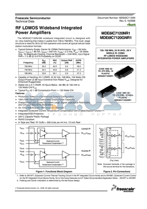 MDE6IC7120GNR1 datasheet - RF LDMOS Wideband Integrated Power Amplifiers