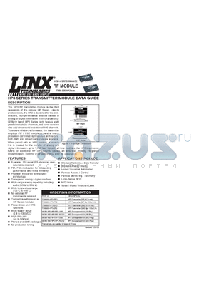 MDEV-900-HP3-SPS-USB datasheet - HP3 SERIES TRANSMITTER MODULE