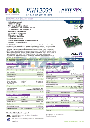 PTH12030WAST datasheet - DC-DC CONVERTERS