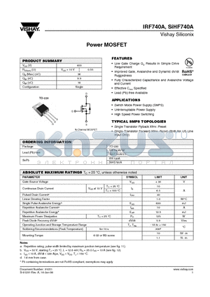 IRF740APBF datasheet - Power MOSFET