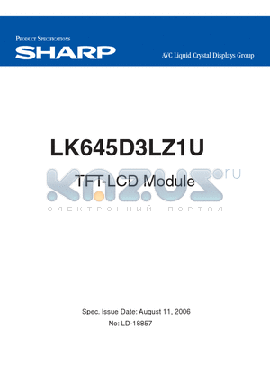 LK645D3LZ1U datasheet - TFT-LCD Module