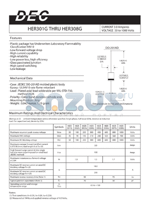 HER304G datasheet - CURRENT 3.0 Amperes VOLTAGE 50 to 1000 Volts