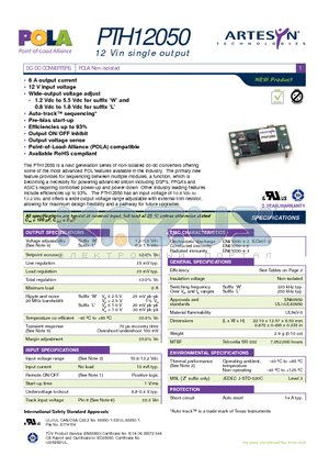 PTH12050 datasheet - DC-DC CONVERTERS