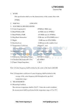 LTWC455G datasheet - Ceramic Filter