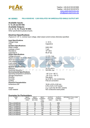 P6LU-0512EH52 datasheet - 5.2KV ISOLATED 1W UNREGULATED SINGLE OUTPUT SIP7